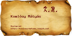 Komlósy Mátyás névjegykártya